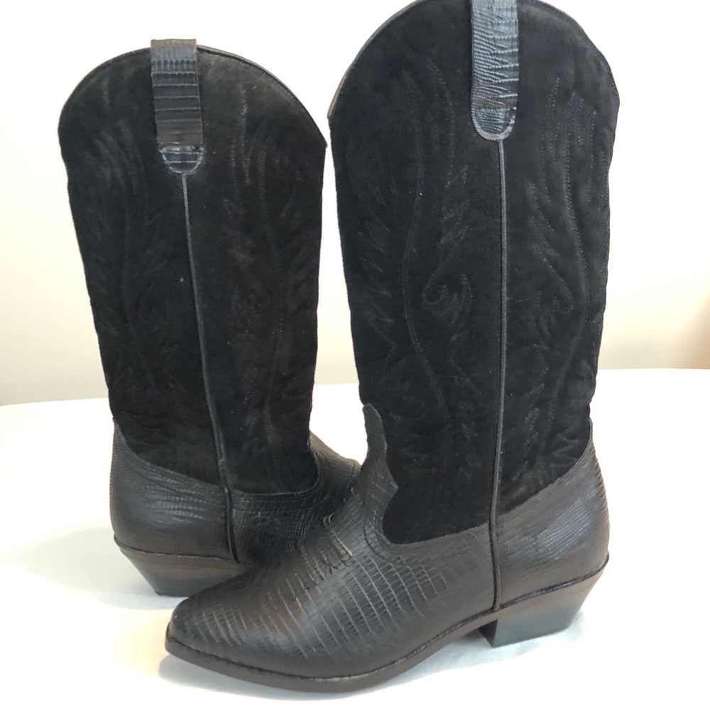 Coasters Leather western boots black Boho